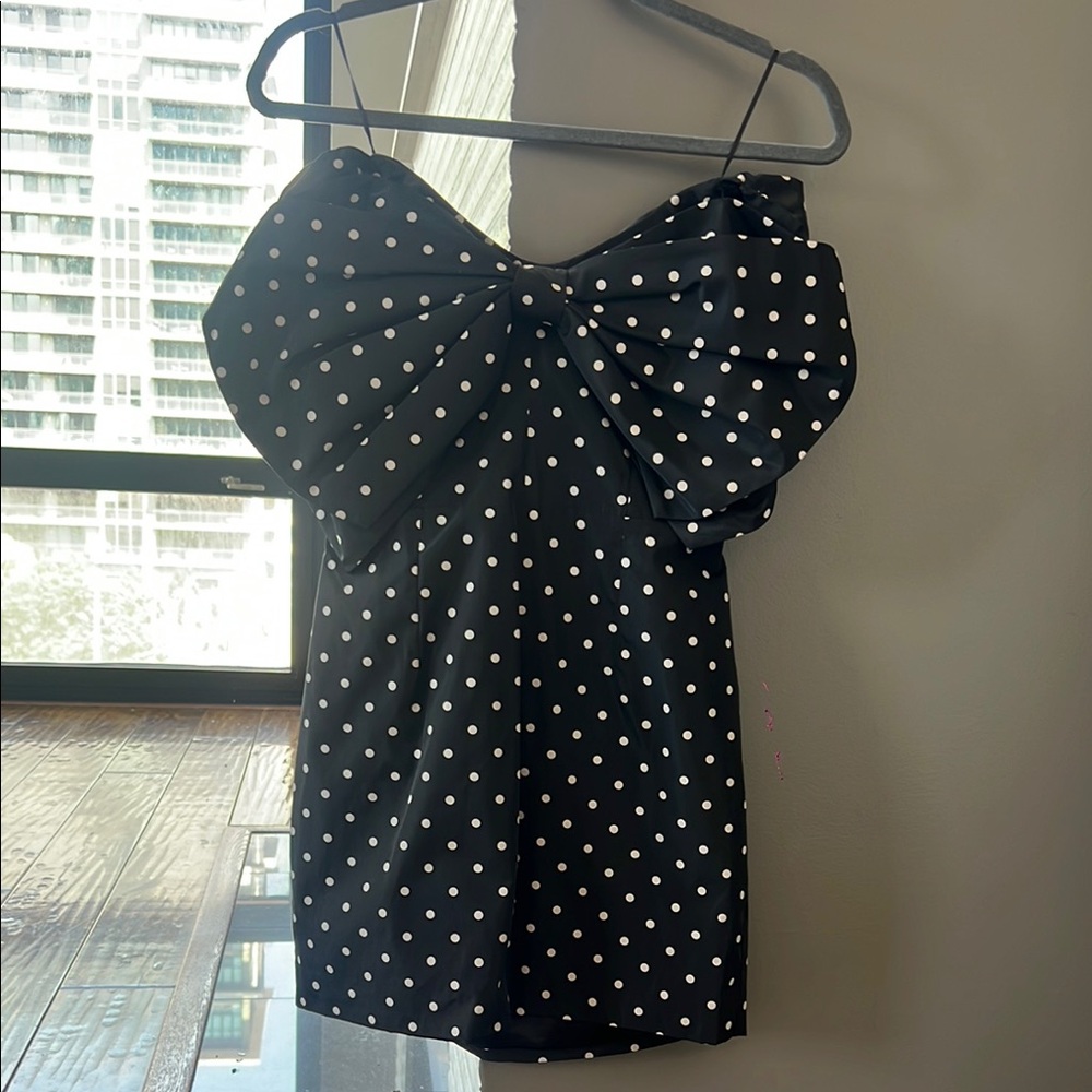 Bardot Black and White Polka Dot Strapless Dress - Picture 2 of 3